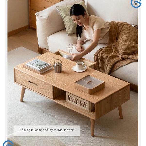 Bàn trà sofa phòng khách ngăn kéo 2 chiều gỗ sồi nga (5)