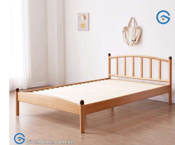 Giường đơn gỗ sồi nga 1m2 thiết kế đơn giản3