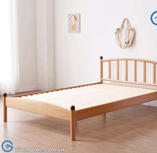 Giường đơn gỗ sồi nga 1m2 thiết kế đơn giản3