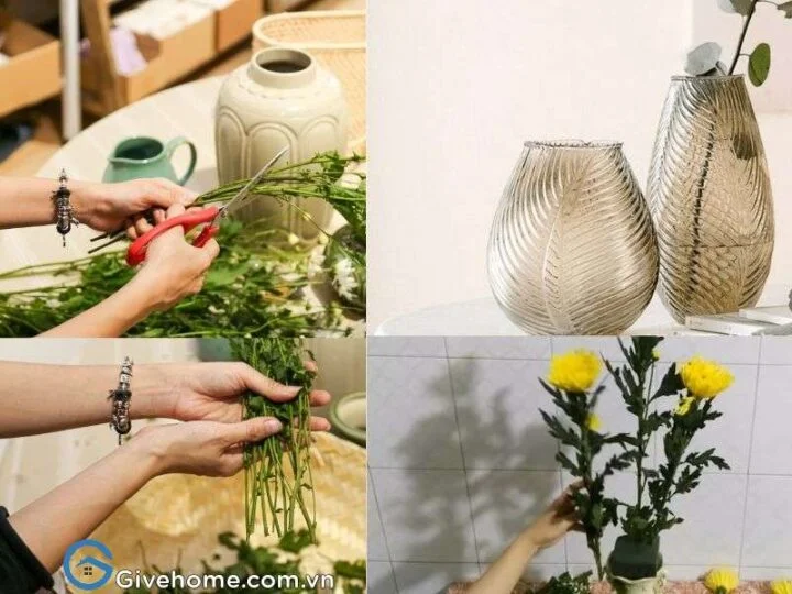 cách cắm hoa cúc bàn thờ phật2