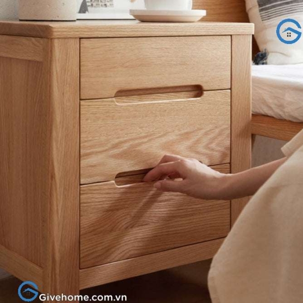 tủ đầu giường gỗ sồi tự nhiên 3 ngăn kéo 3