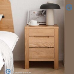 tủ đầu giường gỗ sồi tự nhiên 3 ngăn kéo 4