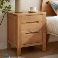 tủ đầu giường gỗ sồi tự nhiên 3 ngăn kéo 5