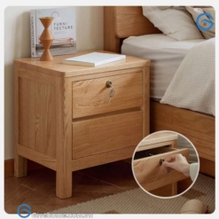 Tủ đầu giường có khóa gỗ sồi tự nhiên6