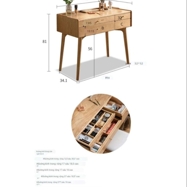 bàn trang điểm gỗ tự nhiên thiết kế đơn giản6