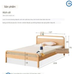 giường ngủ cho bé 1m2 gỗ sồi nga5