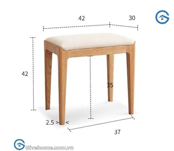 Ghế bàn trang điểm gỗ sồi có nệm 2