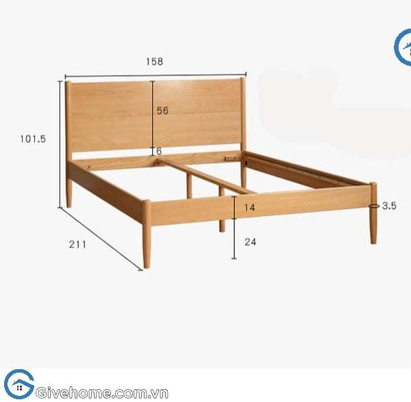 Giường đơn gỗ sồi phong cách hiện đại1