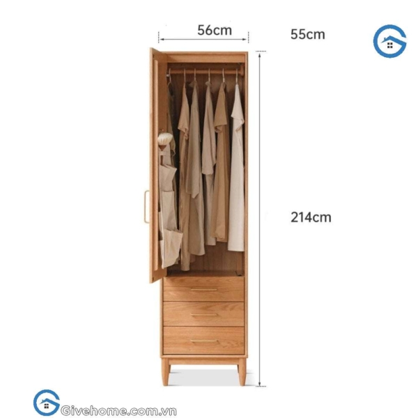 Tủ quần áo gỗ sồi thiết kế tinh tế6