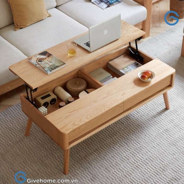 bàn sofa thông minh gỗ sồi đa năng1