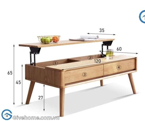 bàn sofa thông minh gỗ sồi đa năng8