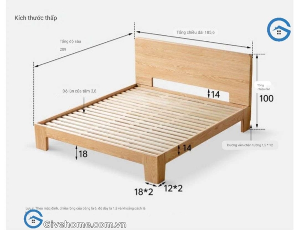 giường ngủ gỗ sồi nga 1m8×2m6