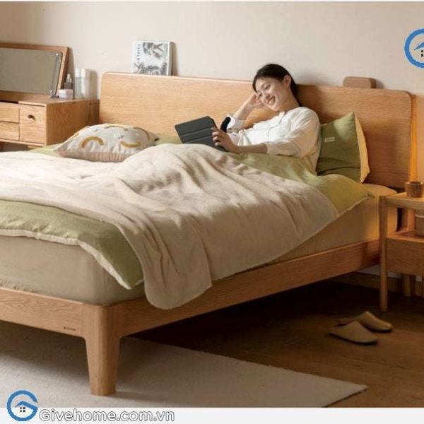 giường ngủ gỗ sồi tự nhiên phong cách hiện đại3