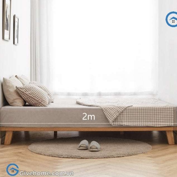 Giường ngủ không đầu giường gỗ sồi tự nhiên5