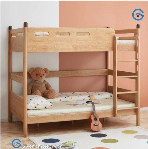 Giường tầng trẻ em bằng gỗ sồi tự nhiên2