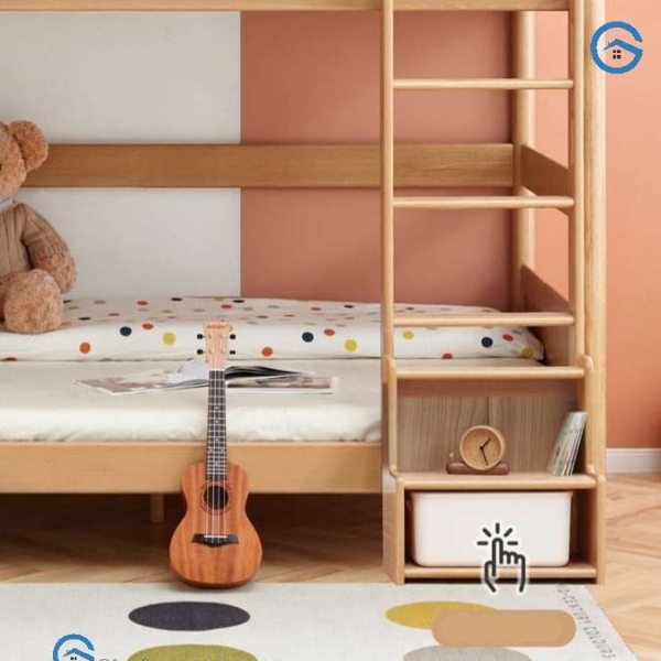 Giường tầng trẻ em bằng gỗ sồi tự nhiên8