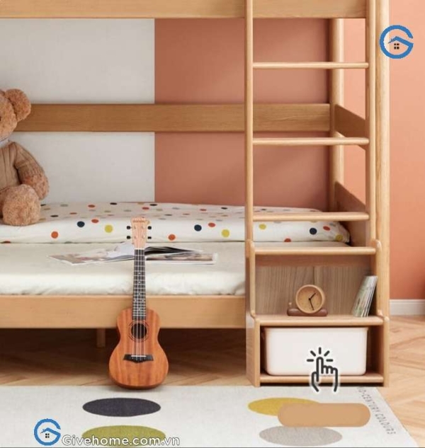 Giường tầng trẻ em bằng gỗ sồi tự nhiên8