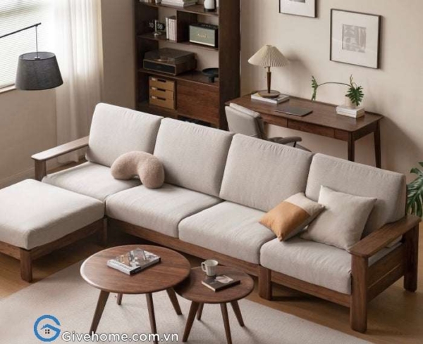 Sofa gỗ chữ l cho phòng nhỏ 3