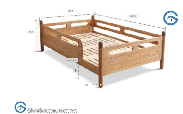 giường ghép cho bé với bố mẹ gỗ sồi tự nhiên