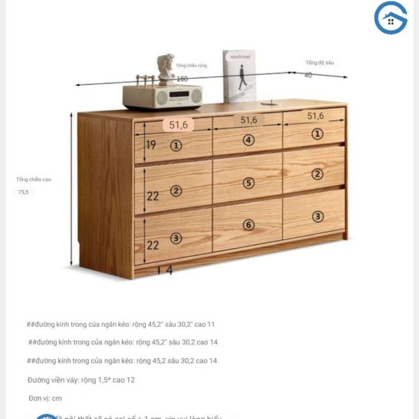 tủ ngăn kéo gỗ đựng quần áo gỗ sồi tự nhiên06
