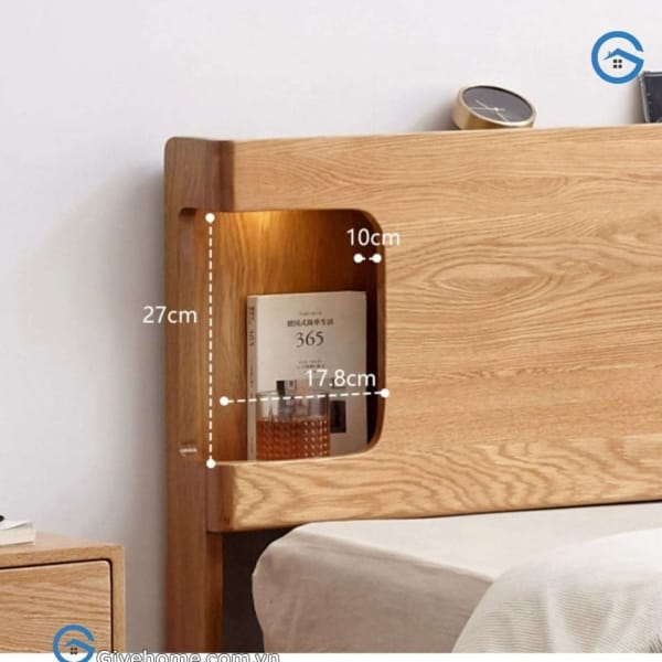 Giường có hộc tủ ở đầu giường gỗ sồi tự nhiên3