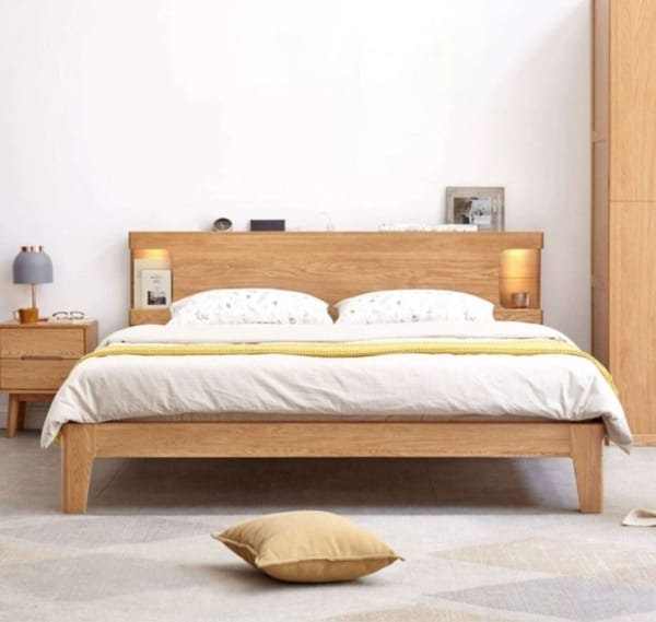 Giường có hộc tủ ở đầu giường gỗ sồi tự nhiên9