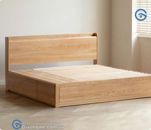 Giường ngủ có ngăn kéo 2m2 gỗ sồi tự nhiên08