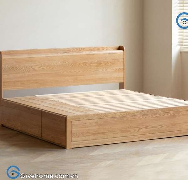 Giường ngủ có ngăn kéo 2m2 gỗ sồi tự nhiên08