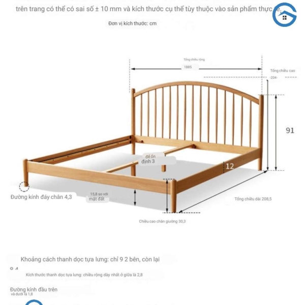 Giường ngủ gỗ tự nhiên thiết kế đơn giản01