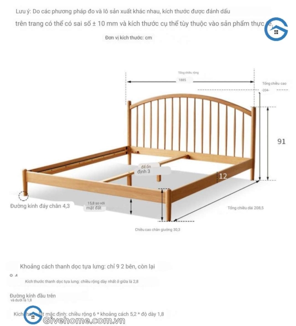 Giường ngủ gỗ tự nhiên thiết kế đơn giản01