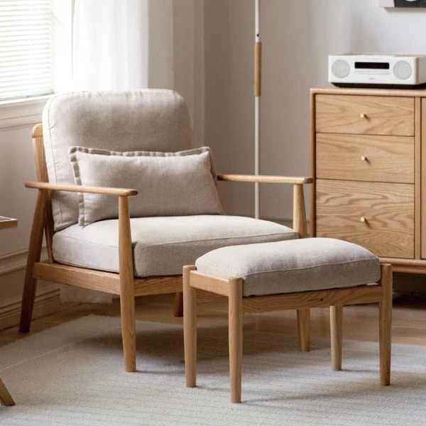 ghế bành sofa gỗ sồi thiết kế tối giản (4)
