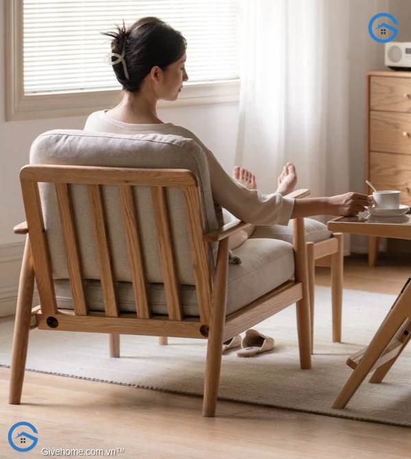 ghế bành sofa gỗ sồi thiết kế tối giản (9)
