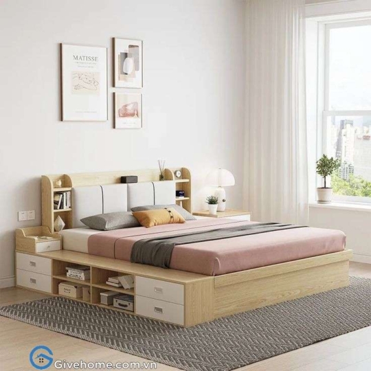 giường ngủ có ngăn kéo gỗ công nghiệp