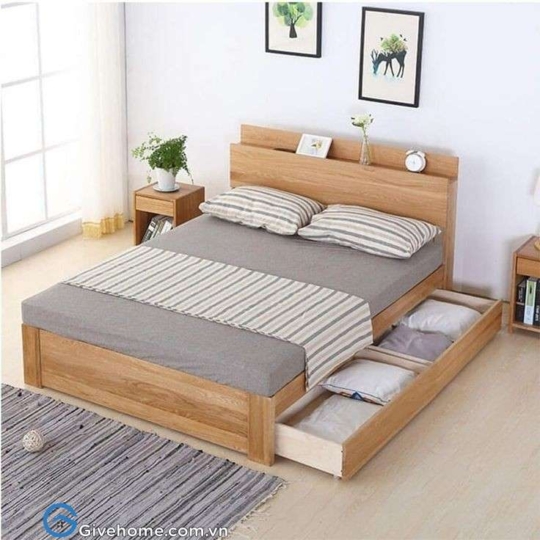 giường ngủ có ngăn kéo gỗ tự nhiên