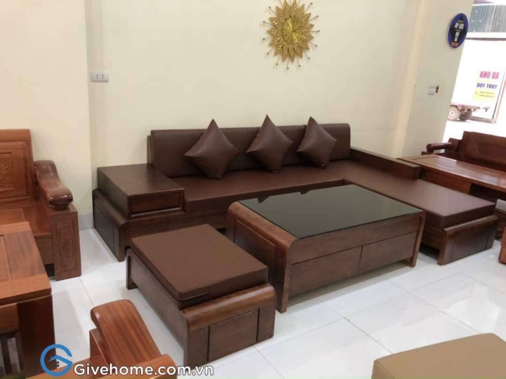 sofa gỗ chữ L cao cấp