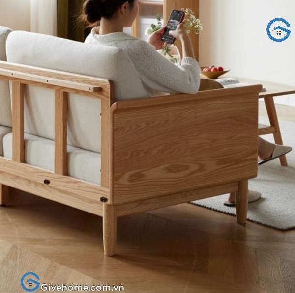 Ghế sofa gỗ sồi tự nhiên có tủ đựng đồ5