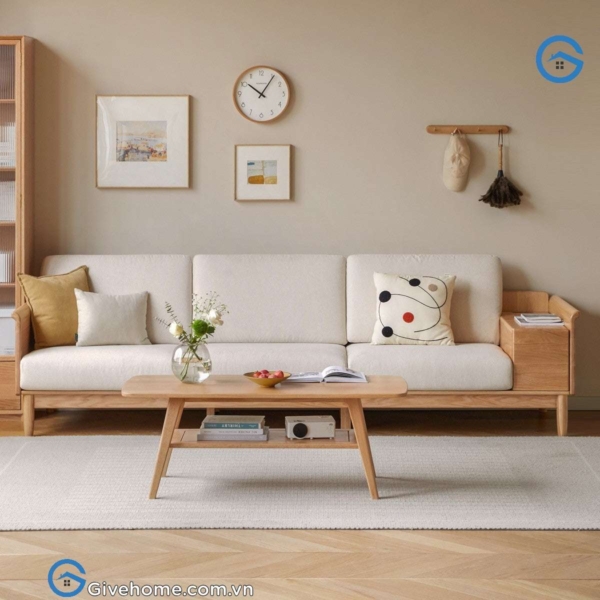 Ghế sofa gỗ sồi tự nhiên có tủ đựng đồ6
