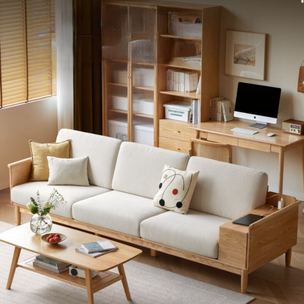 Ghế sofa gỗ sồi tự nhiên có tủ đựng đồ7