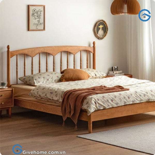 Giường ngủ gỗ sồi tự nhiên phong cách tân cổ điển4