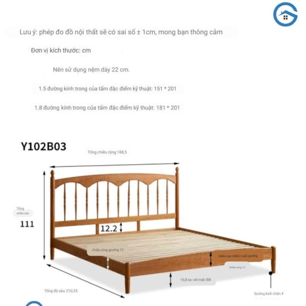 Giường ngủ gỗ sồi tự nhiên phong cách tân cổ điển6