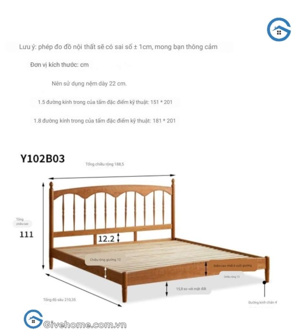 Giường ngủ gỗ sồi tự nhiên phong cách tân cổ điển6
