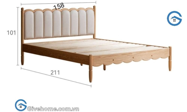 Giường ngủ trẻ em bằng gỗ sồi cao cấp2