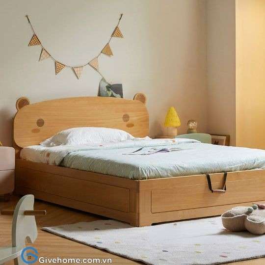 Giường trẻ em 1m2 gỗ sồi tự nhiên