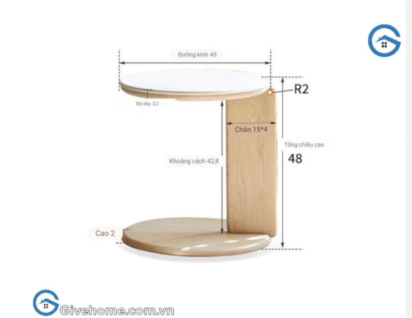 bàn trà tròn đôi gỗ sỗi mặt đá thiết kế hiện đại7