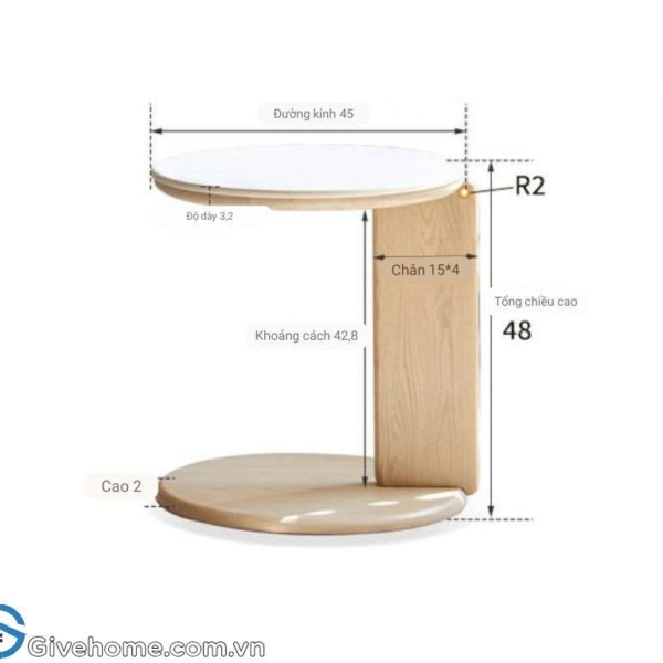 bàn trà tròn đôi gỗ sỗi mặt đá thiết kế hiện đại7