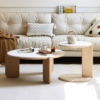 bàn trà tròn đôi gỗ sỗi mặt đá thiết kế hiện đại8
