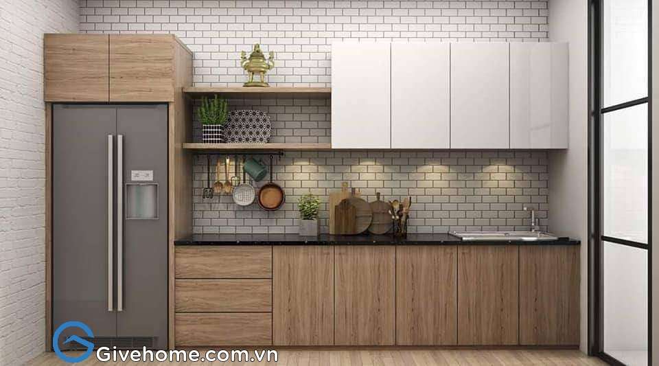 tủ bếp acrylic vân gỗ06
