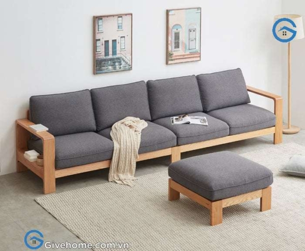 Ghế sofa gỗ đệm nỉ kiểu chữ L đẹp1