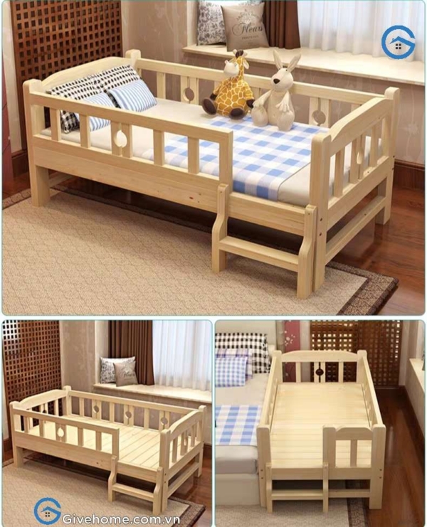 Giường đơn cho bé gỗ thông tự nhiên4