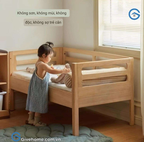 Giường ghép cho bé bằng gỗ sồi tự nhiên05